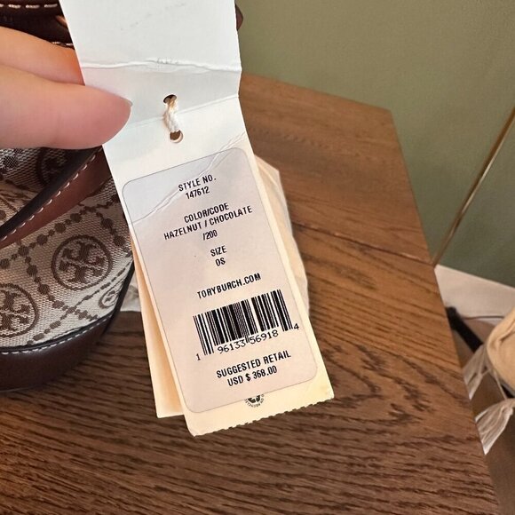 NWT! NEW Tory Burch T Monogram Jacquard Mini Bucket Bag -Tan -leather trim - Picture 11 of 14